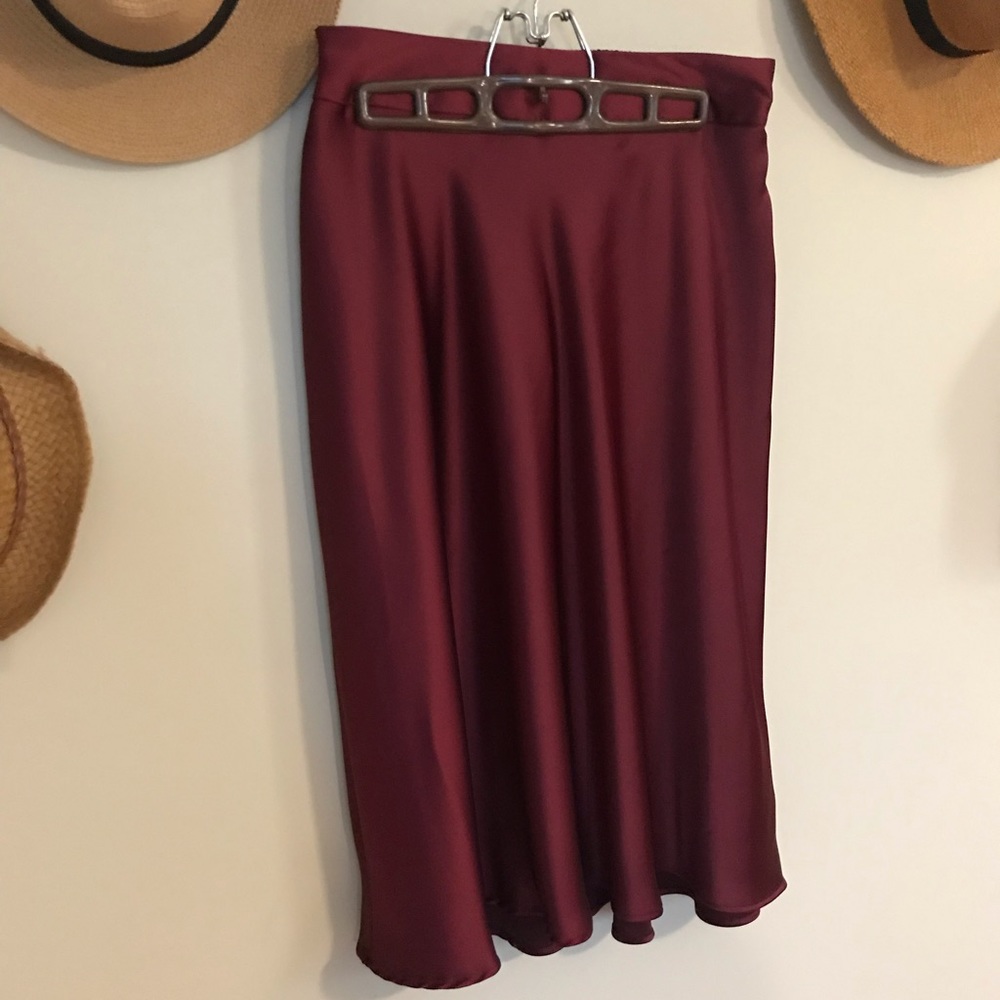 Cranberry Satin Skirt